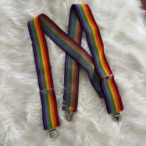 Unbranded | Rainbow Adjustable Suspenders Stripes Braces Vintage Pride Festival